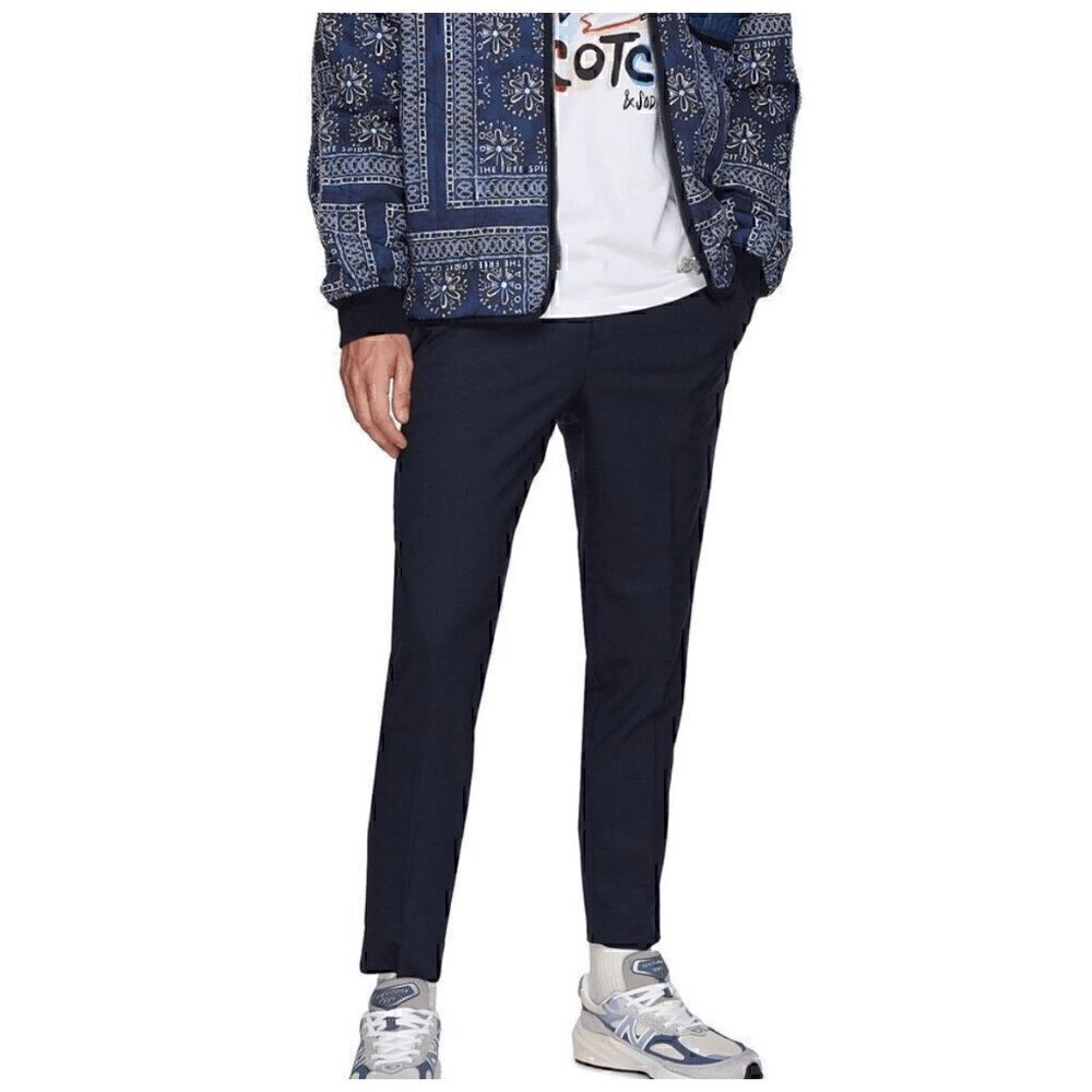 Scotch and Soda Mens Navy Wool Finch Tapered Fit Ankle Length Pants Size Small - Picture 2 of 12